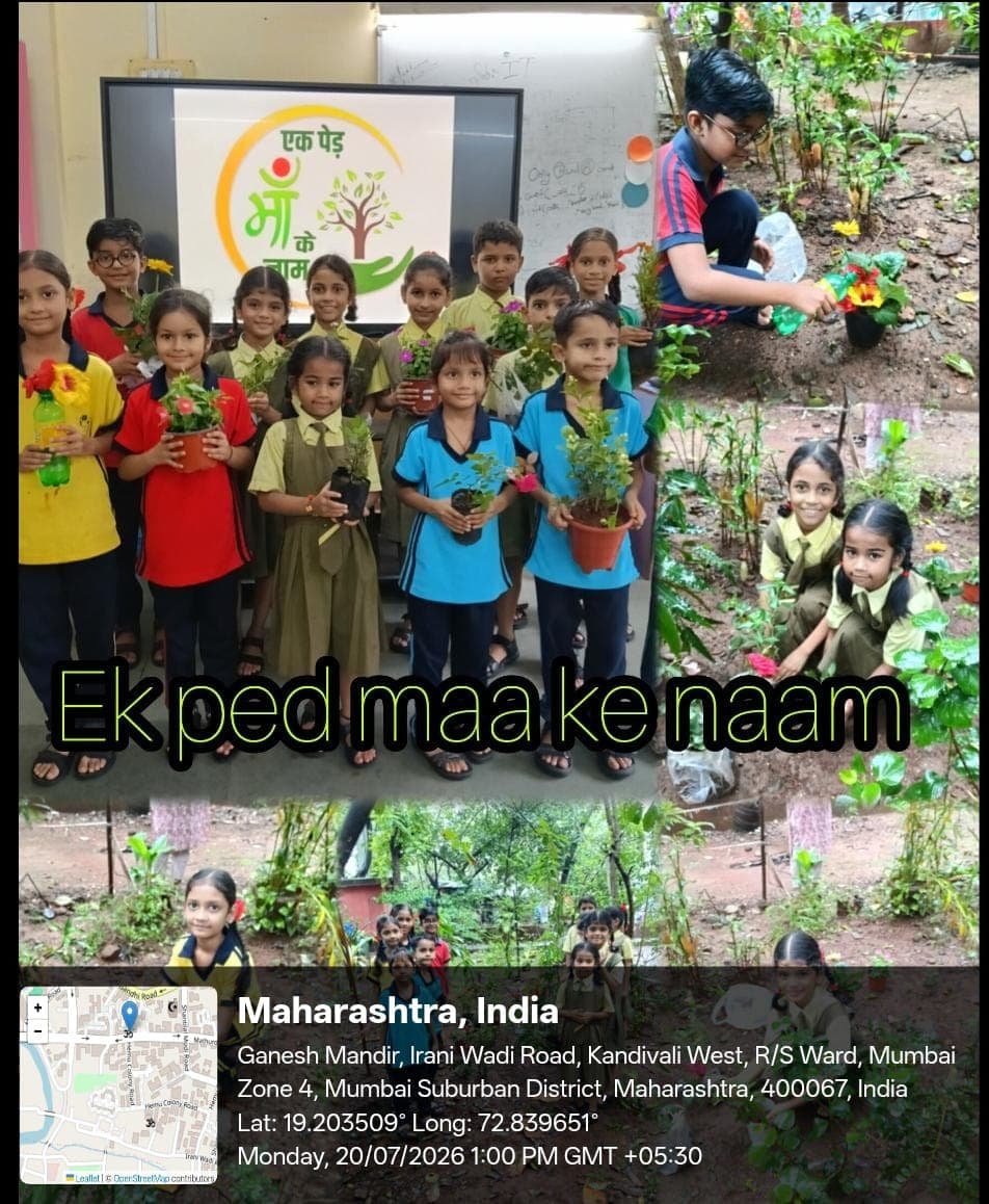 Students planting saplings for the Ek ped maa ke naam drive
