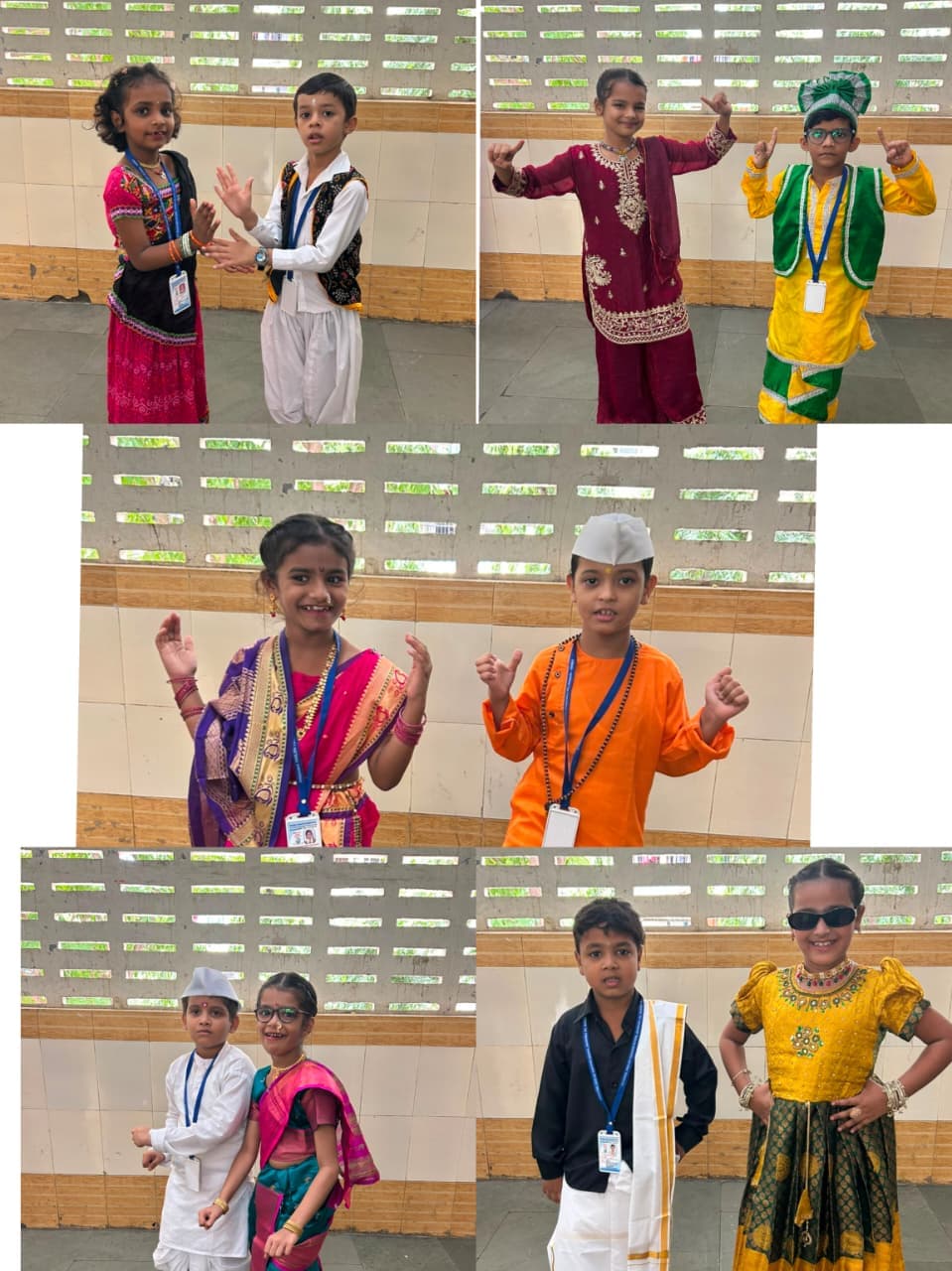 Students posing in traditional clothing on Traditional Day