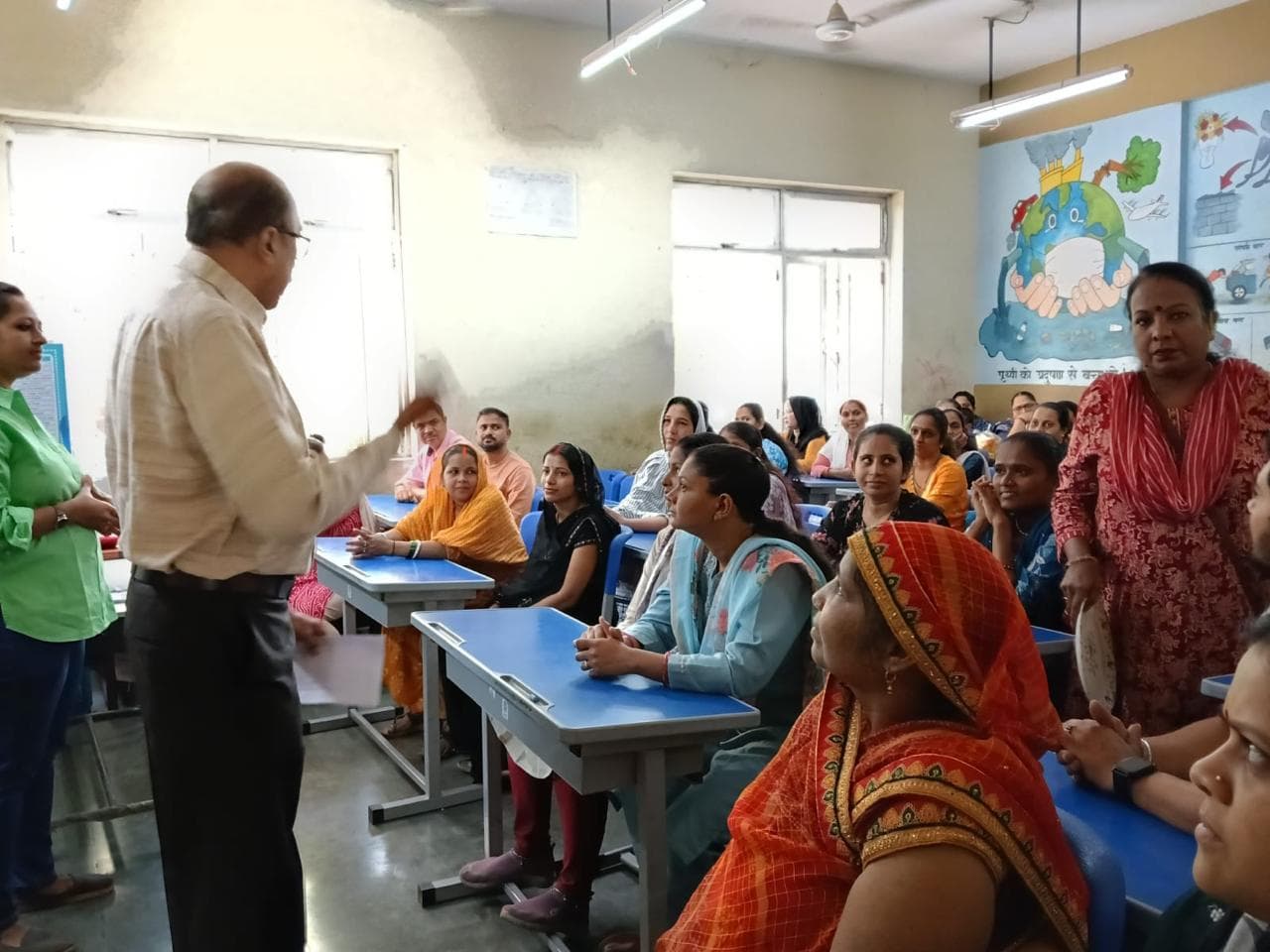 Parents and teachers gathered for a school meeting