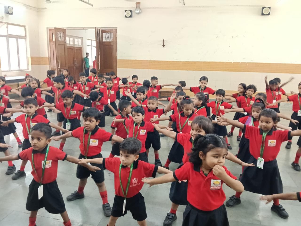 Students stretching during physical education